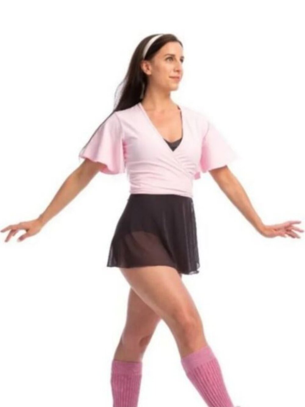 Ballet Beautiful Jersey Flutter Sleeve Wrap Top
